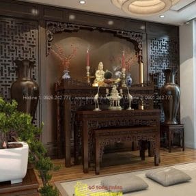 Bàn Thờ Phật dáng hiện đại gỗ Gụ BTP-07