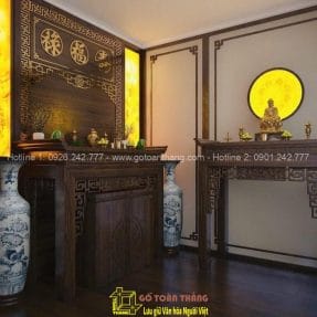 Bàn Thờ Phật dáng hiện đại gỗ Gụ BTP-03