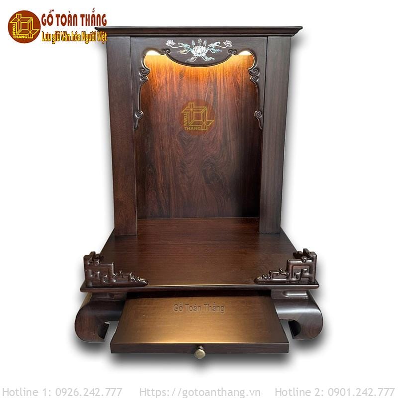 Bàn thờ Thần Tài gỗ Chiu Liu cẩn ốc HT34