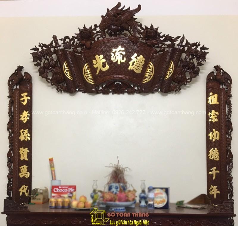 Bộ Hoành phi Câu đối Gỗ Gụ HPĐ-01 1 Bộ Hoành phi Câu đối Gỗ Gụ HPĐ-01