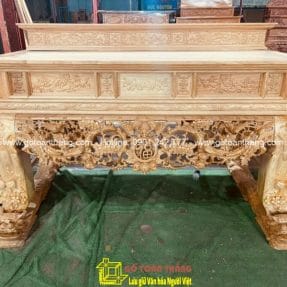 Sập thờ Tứ Linh gỗ Gõ đỏ 2 tầng ST-08