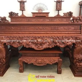 Bộ Sập thờ Tứ Linh gỗ Gõ đỏ 2 tầng ST-11