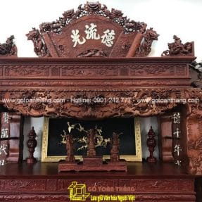Bộ Sập thờ tứ linh gỗ Gõ đỏ ST-12
