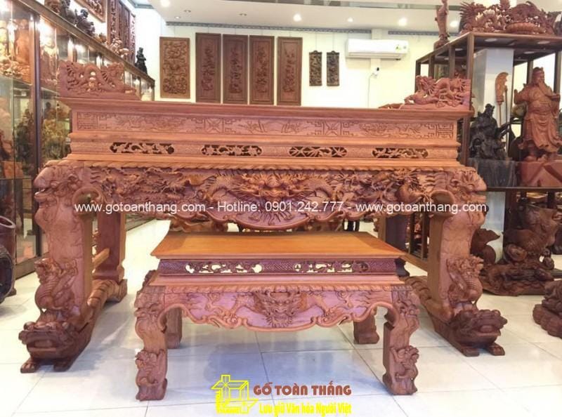 Bộ Sập thờ Tứ Linh gỗ Gõ đỏ ST-15 1 Bộ Sập thờ Tứ Linh gỗ Gõ đỏ ST-15