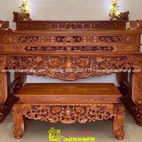 Sập thờ Tứ Linh 2 tầng gỗ Gõ đỏ ST-18