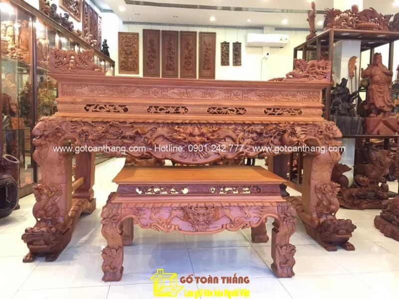 Sập thờ Tứ Linh gỗ Gõ đỏ VIP ST-03 1 Sập thờ Tứ Linh gỗ Gõ đỏ VIP ST-03