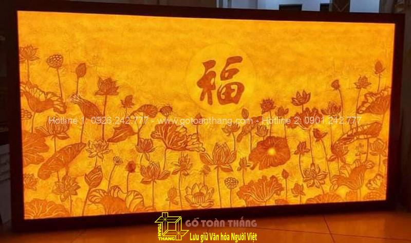 Tranh Trúc Chỉ đầm sen Chữ Phức TTC-07 1 Tranh Trúc Chỉ đầm sen Chữ Phức TTC-07