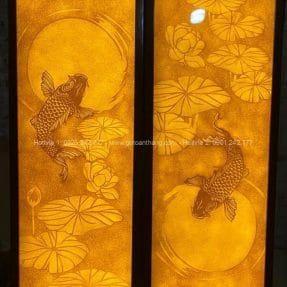 Tranh Trúc Chỉ cá chép trông trăng TTC-08