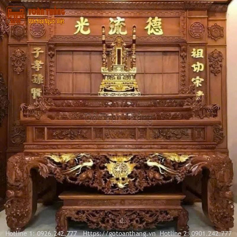Top 8+ Loại gỗ làm bàn thờ bền đẹp, ưa chuộng nhất 2025 19 Sập thờ làm từ gỗ Hương Đá