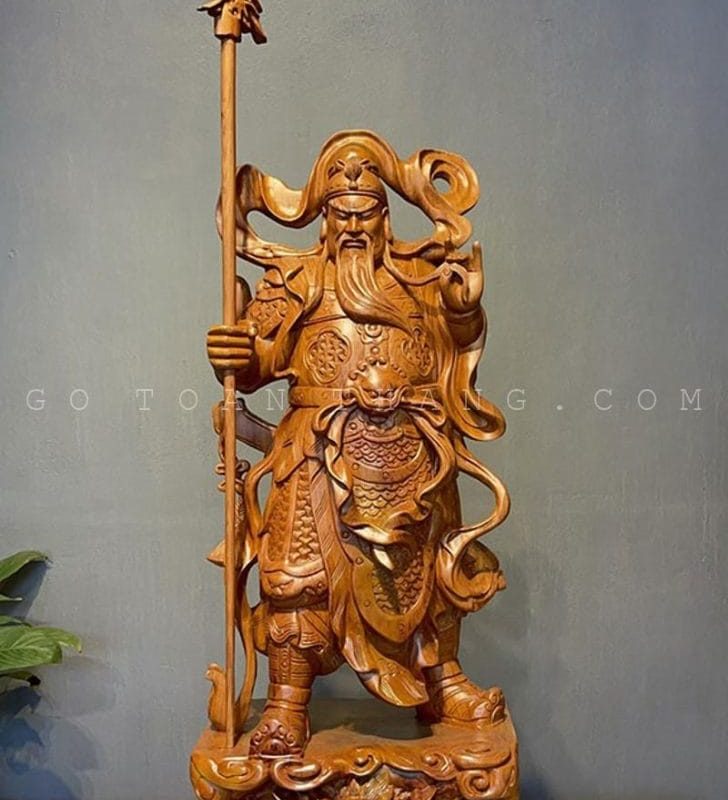 Tượng Quan Công trấn ải bằng gỗ cao 40cm - TQC01