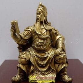 Tượng Quan Công đọc sách bằng đồng cao 30cm - TQC04