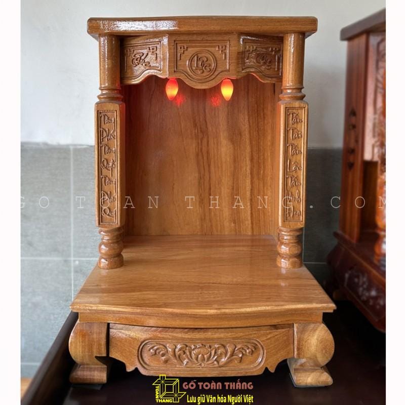 Bàn thờ Thần Tài gỗ Gõ đỏ TTG-06 1 Bàn thờ Thần Tài gỗ Gõ đỏ TTG-06