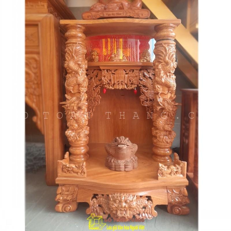 Bàn thờ Thần Tài gỗ Gõ đỏ BTT-05 2 Bàn thờ Thần Tài gỗ Gõ đỏ BTT-05 - Ảnh 2