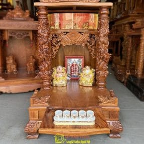 Bàn thờ Thần Tài gỗ Gõ đỏ TTG-07