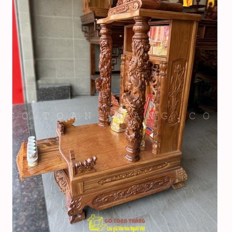 Bàn thờ Thần Tài gỗ Gõ đỏ TTG-07 2 Bàn thờ Thần Tài gỗ Gõ đỏ TTG-07 - Ảnh 2