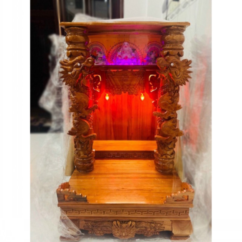 Bàn thờ Thần Tài gỗ Xoan Đào rồng cột TTX-01 2 Bàn thờ Thần Tài gỗ Xoan Đào rồng cột TTX-01 - Ảnh 2