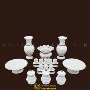 Bộ lư hương gốm sứ nhập khẩu 6in- 1022