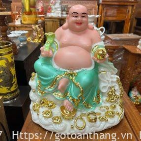 Tượng Phật Di lặc bằng đá cao 40cm - TDL01