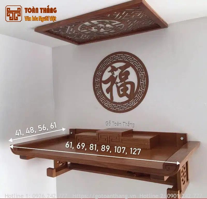 Kích thước bàn thờ treo tường thông dụng