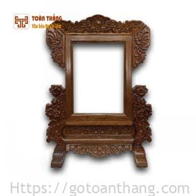 Khung hình thờ gỗ Hương chạm Mai KHT-07