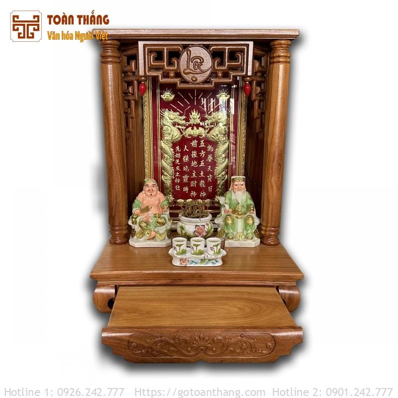 Bàn thờ Thần Tài gỗ Gõ đỏ TTG-13 1 Bàn thờ Thần Tài gỗ Gõ đỏ TTG-13