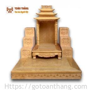 Bàn thờ Thần Tài gỗ Gõ đỏ mái chùa TTG-10