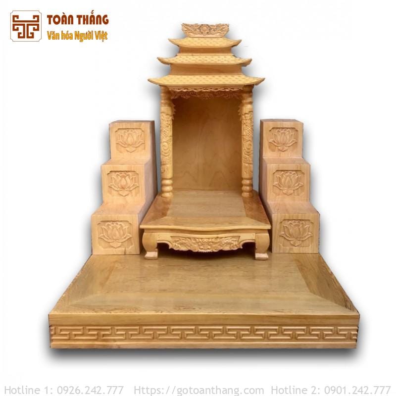 Bàn thờ Thần Tài gỗ Gõ đỏ mái chùa TTG-10 1 Bàn thờ Thần Tài gỗ Gõ đỏ mái chùa TTG-10