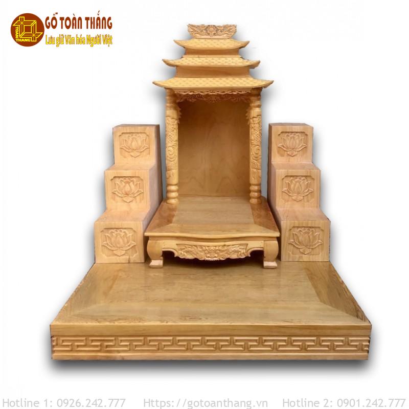 Bàn thờ Thần Tài gỗ Gõ đỏ mái chùa TTG-10 1 Bàn thờ Thần Tài gỗ Gõ đỏ mái chùa TTG-10