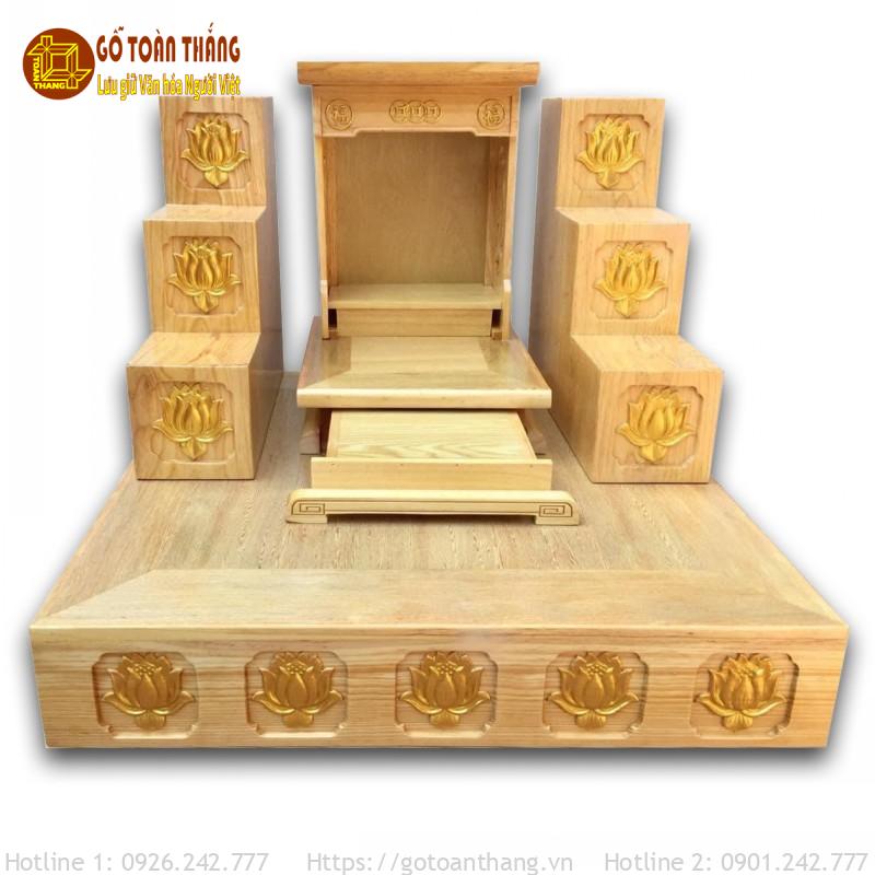 Bộ bàn thờ Thần Tài gỗ Sồi TTS-12 1 Bộ bàn thờ Thần Tài gỗ Sồi TTS-12