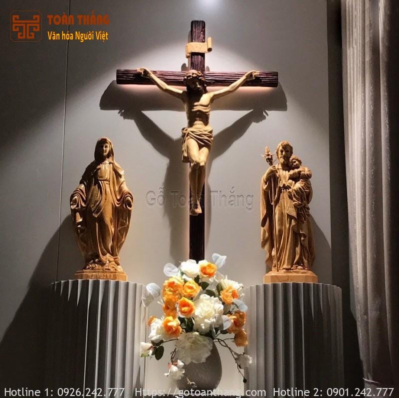 Tượng Công Giáo gỗ Pơ Mu TCG-33 1 Tượng Công Giáo gỗ Pơ Mu TCG-33