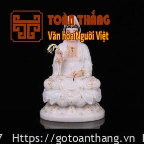 Tượng Phật Quan Âm ngồi bằng đá cao 30cm - TQA02