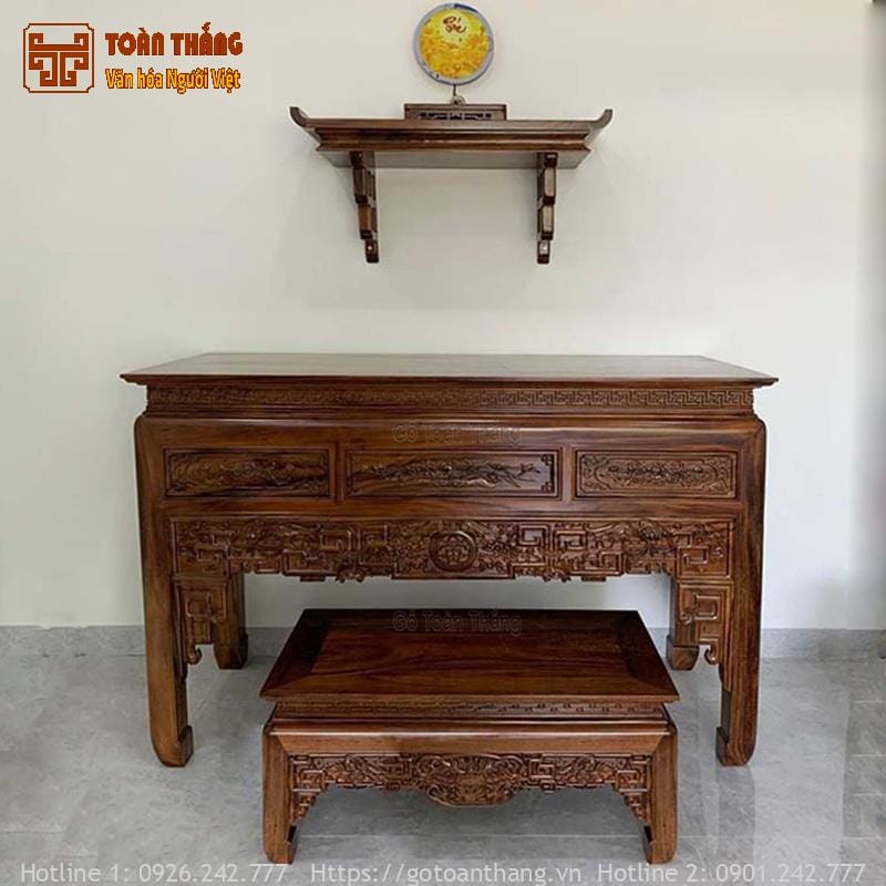 Án Gian thờ gỗ Me Tây 175cm ATM-05 1 Án Gian thờ gỗ Me Tây 175cm ATM-05