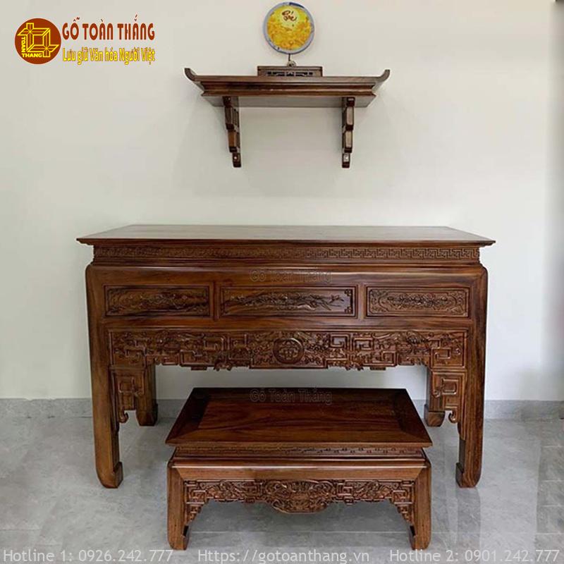 Án Gian thờ gỗ Me Tây 175cm ATM-05 1 Án Gian thờ gỗ Me Tây 175cm ATM-05
