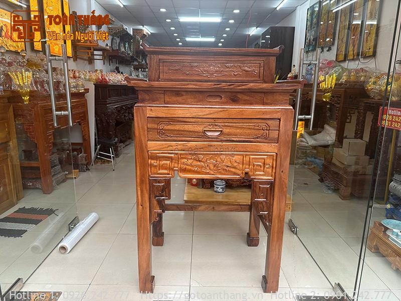 Bàn thờ 2 tầng gỗ Me Tây 127cm B2T-MT04 1 Bàn thờ 2 tầng gỗ Me Tây 127cm B2T-MT04