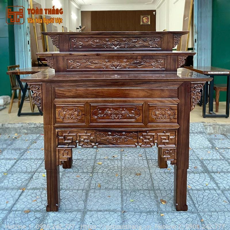 Bàn thờ 3 tầng gỗ Me Tây 154cm B3T-MT01 1 Bàn thờ 3 tầng gỗ Me Tây 154cm B3T-MT01