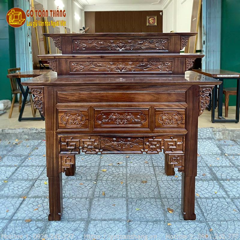 Bàn thờ 3 tầng gỗ Me Tây 154cm B3T-MT01 1 Bàn thờ 3 tầng gỗ Me Tây 154cm B3T-MT01