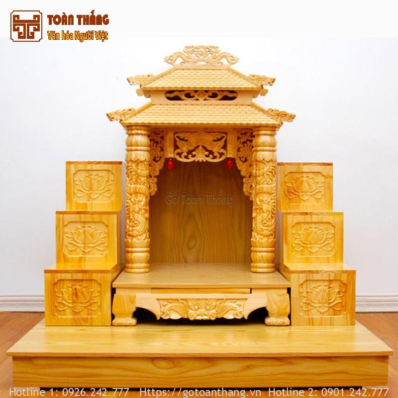 Bộ bàn thờ Thần Tài gỗ Pơ Mu TTP-01 1 Bộ bàn thờ Thần Tài gỗ Pơ Mu TTP-01