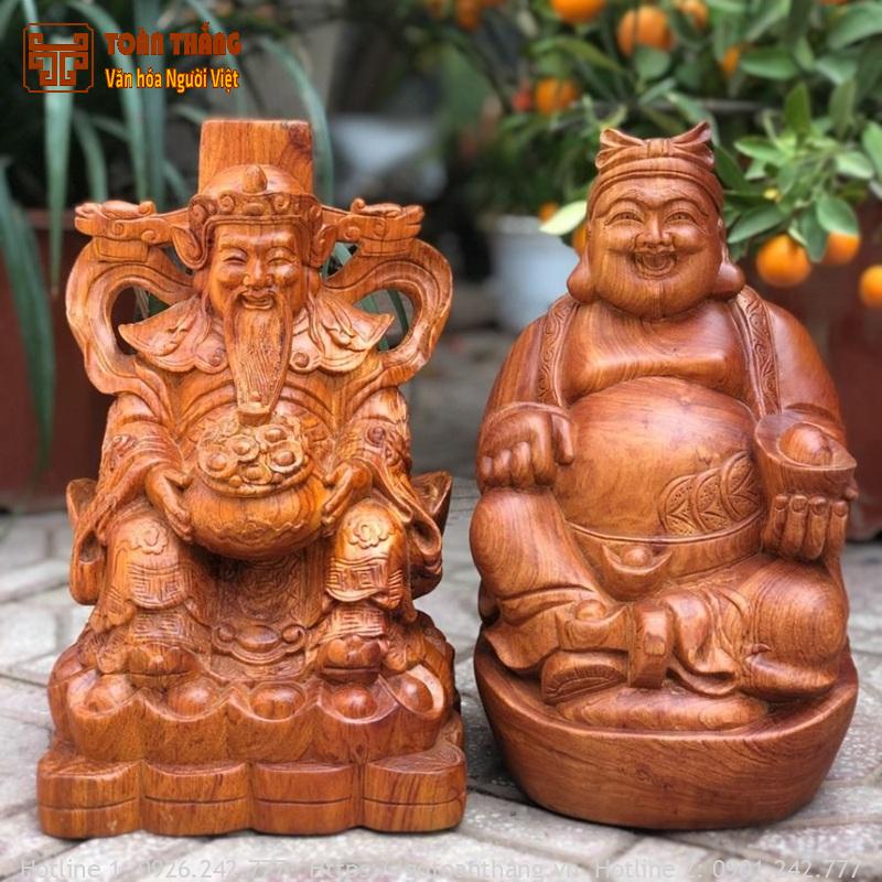Tượng thờ Thần Tài Thổ Địa bằng gỗ Hương Đá