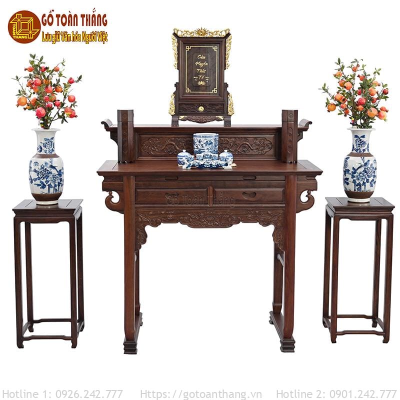 Bàn Thờ 2 tầng dạ sen gỗ Chiu Liu 1m34 B295E 1 Bàn Thờ 2 tầng dạ sen gỗ Chiu Liu 1m34 B295E