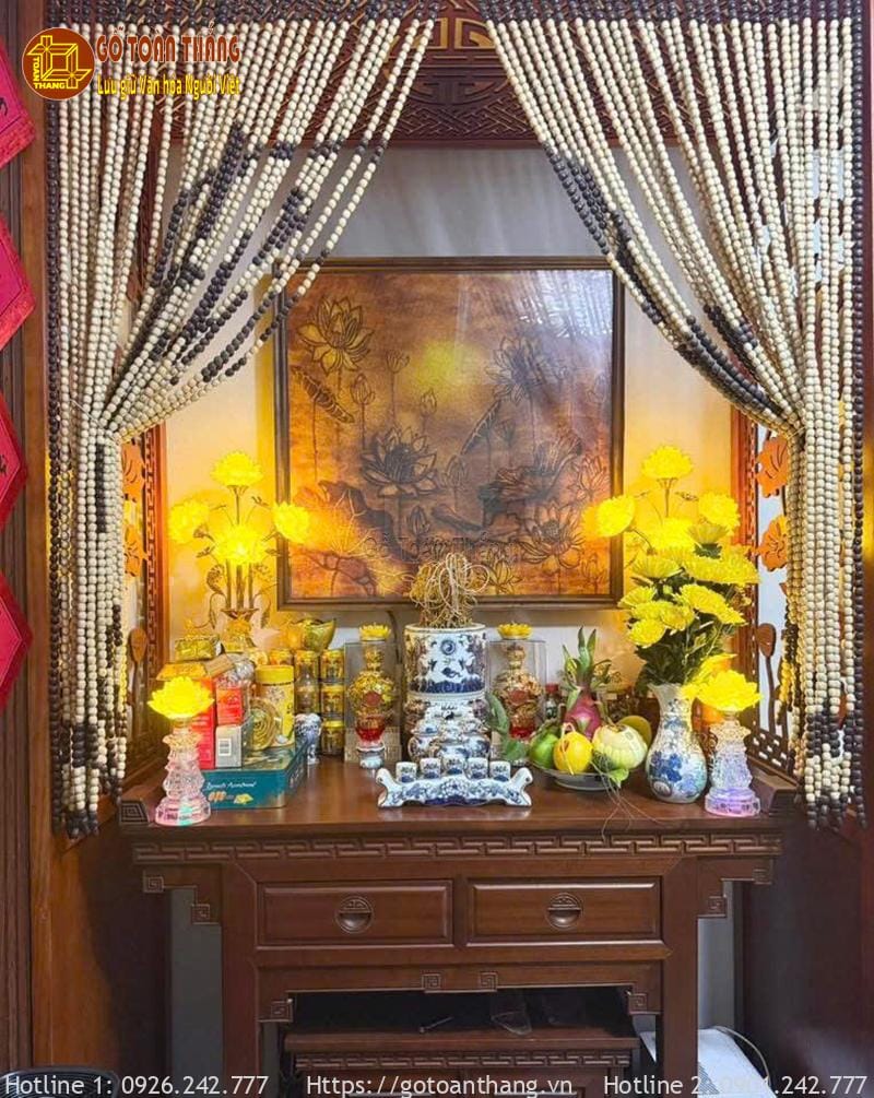 Bàn thờ Gia Tiên ngày Tết đẹp mẫu 23