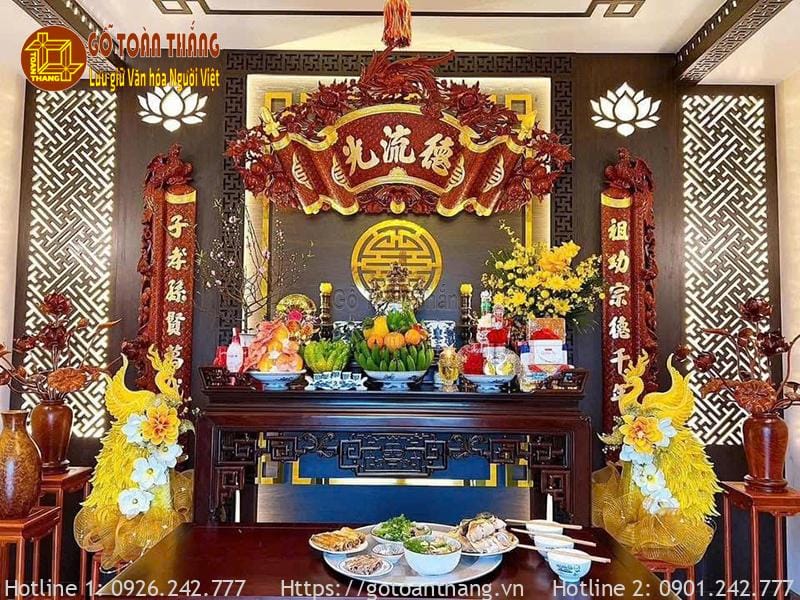 Bàn thờ Gia Tiên ngày Tết đẹp mẫu 14