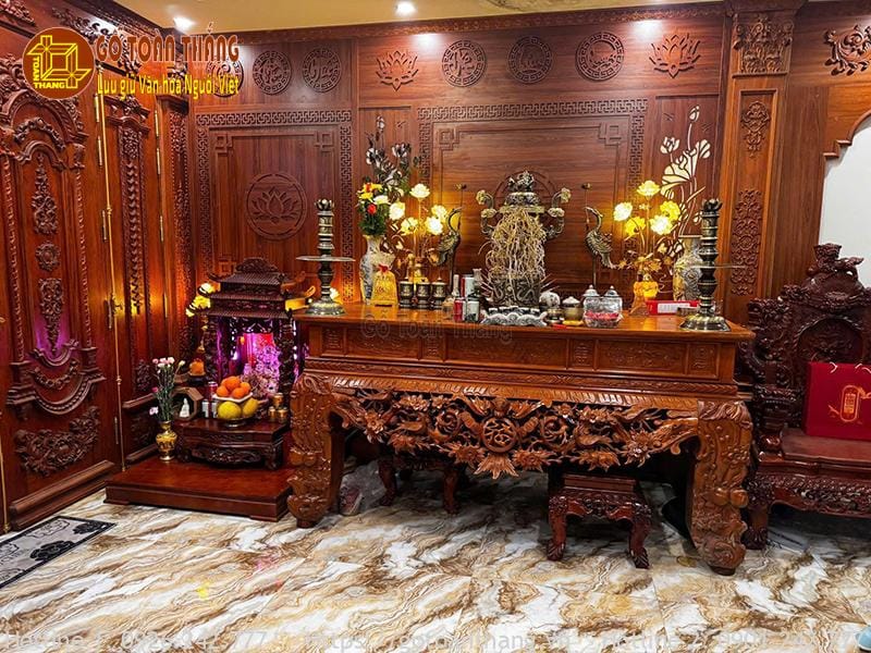 Bàn thờ Gia Tiên ngày Tết đẹp mẫu 07