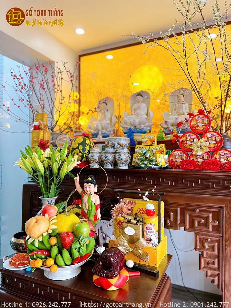 Bàn thờ Gia Tiên ngày Tết đẹp mẫu 04