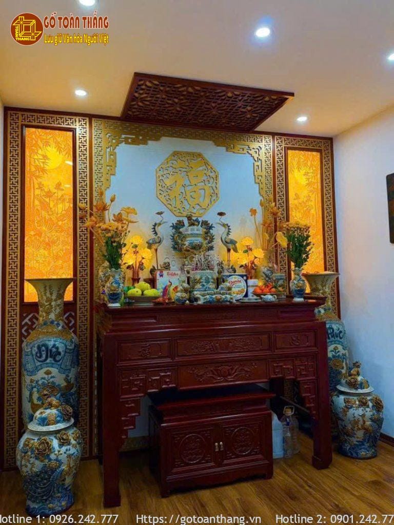 Bàn thờ Gia Tiên ngày Tết đẹp mẫu 03