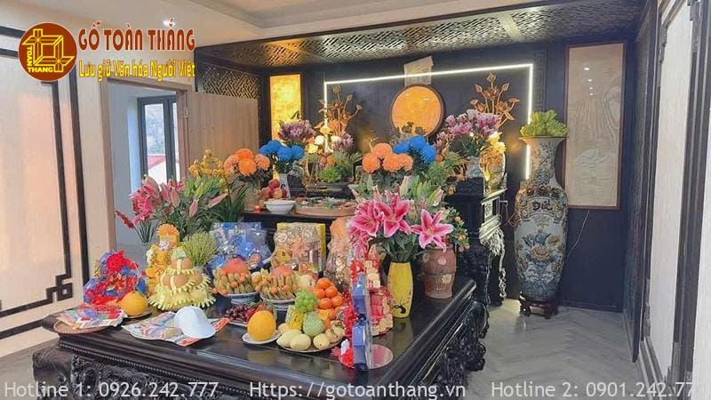 Bàn thờ Gia Tiên ngày Tết đẹp mẫu 18