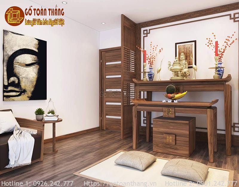 Bàn thờ gỗ Óc Chó phải được gia công tỉ mĩ, sắc nét